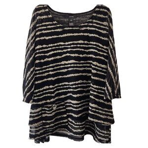 Ali‎ Miles Tunic XL Top Womens 1X Loose Fit 2 Layers Artsy Unique Casual-Chic